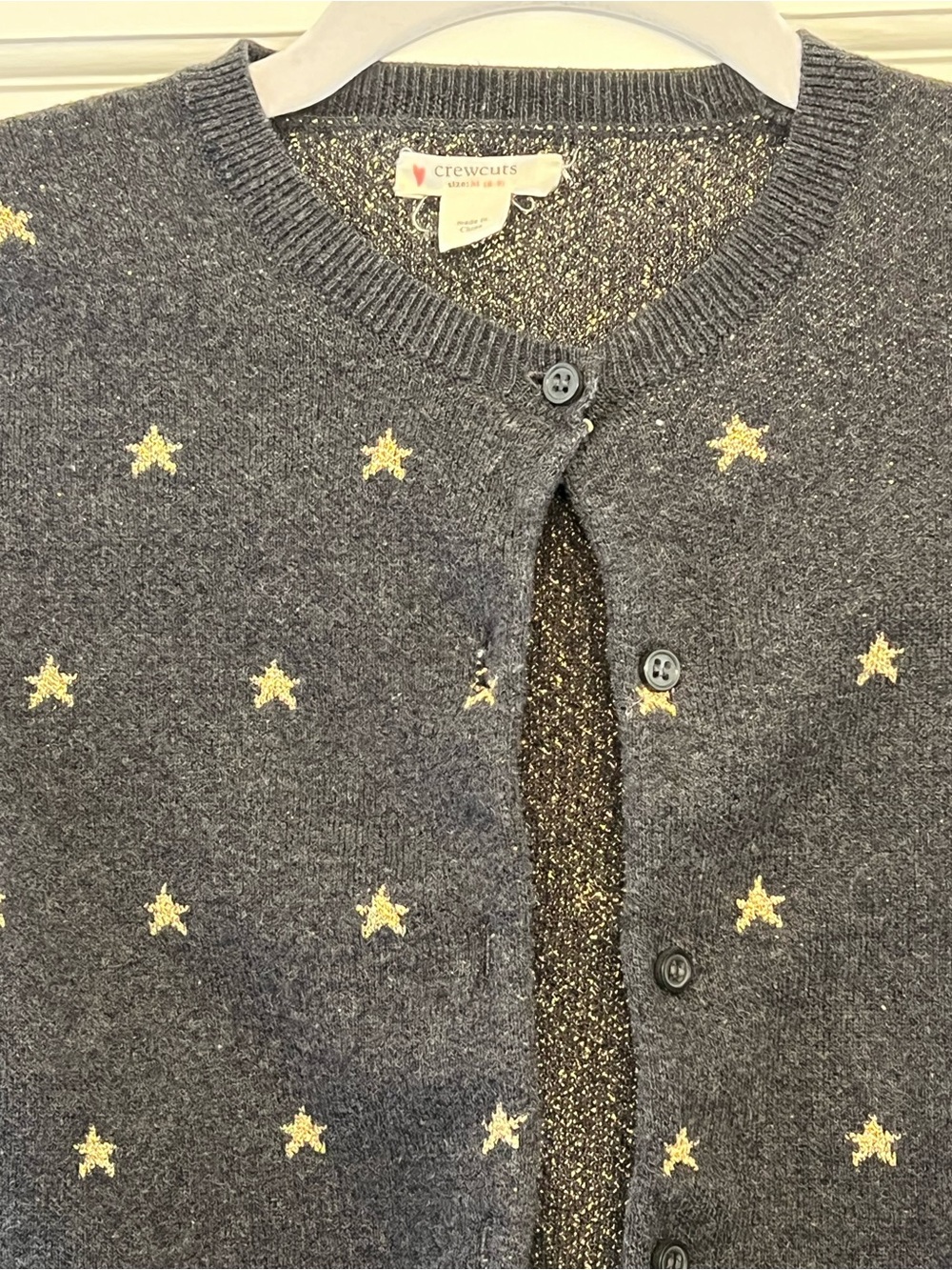 Crewcuts Gray Cardigan with Gold Star Accents